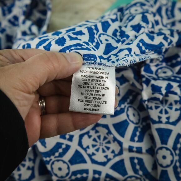 Escapada Size XL Blue Zambia Cinched Tie Crew Scoop Short Sleeve Cotton Top - Picture 6 of 7